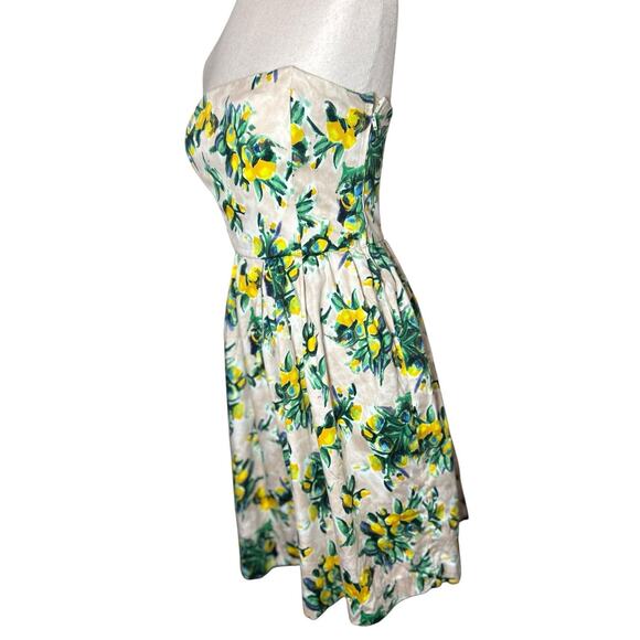 Zara Lemons Strapless Pleated Mini Yellow Size Small Wedding Guest Dress Party - Picture 6 of 9